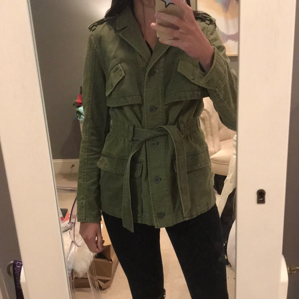 Anthropologie Ruffleback Anorak Green Jacket SizeS